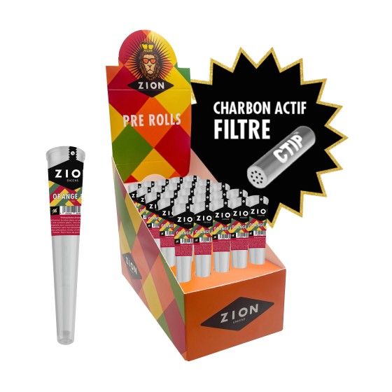 Joints pré-roulés CBD ZION Orange Bud - Fleur + Filtre à Charbon Actif - 1 boite de 25 cones