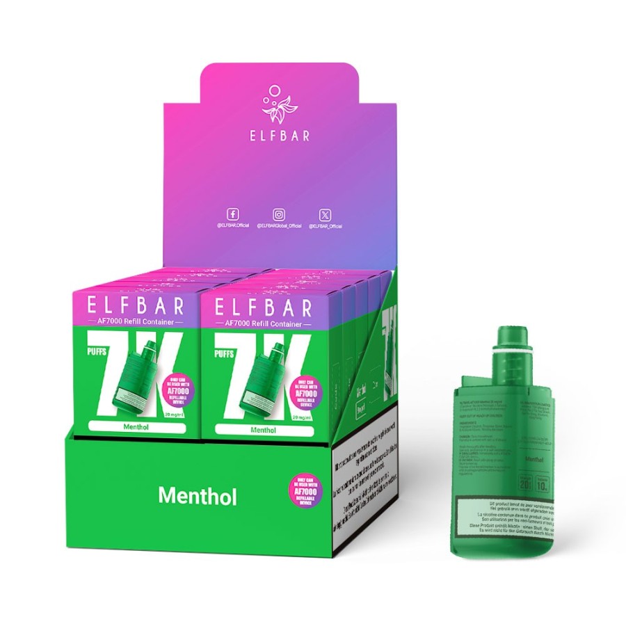 Cartouche de 10 Réservoirs 10ml – Elfbar AF7000 🌿 Menthe Fraîche Cartouche de 10 Réservoirs 10ml – Elfbar AF7000 🌿 Menthe Fraîche