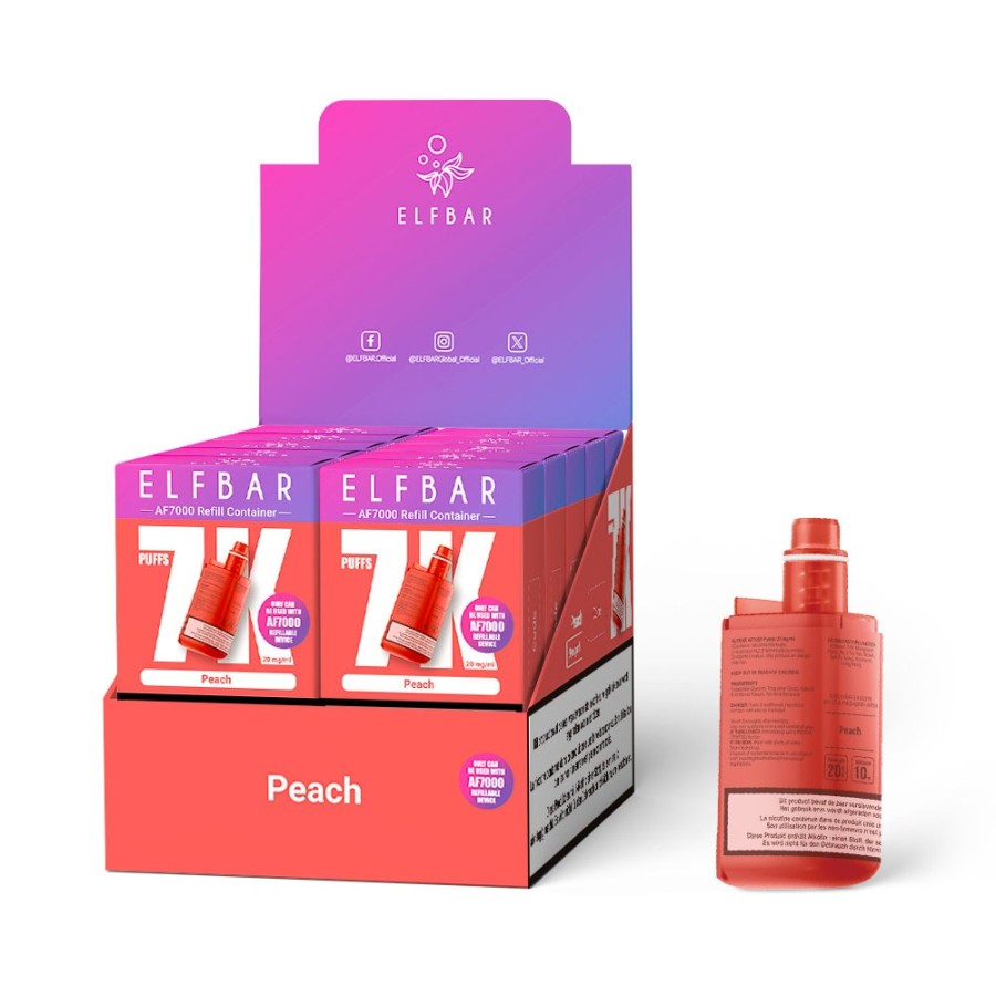 Cartouche de 10 Réservoirs 10ml – Elfbar AF7000 🍑 Pêche (Peach) Cartouche de 10 Réservoirs 10ml – Elfbar AF7000 🍑 Pêche (Peach)