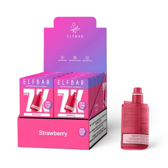 Cartouche de 10 Réservoirs 10ml – Elfbar AF7000 🍓 Fraise Glacée (Strawberry)