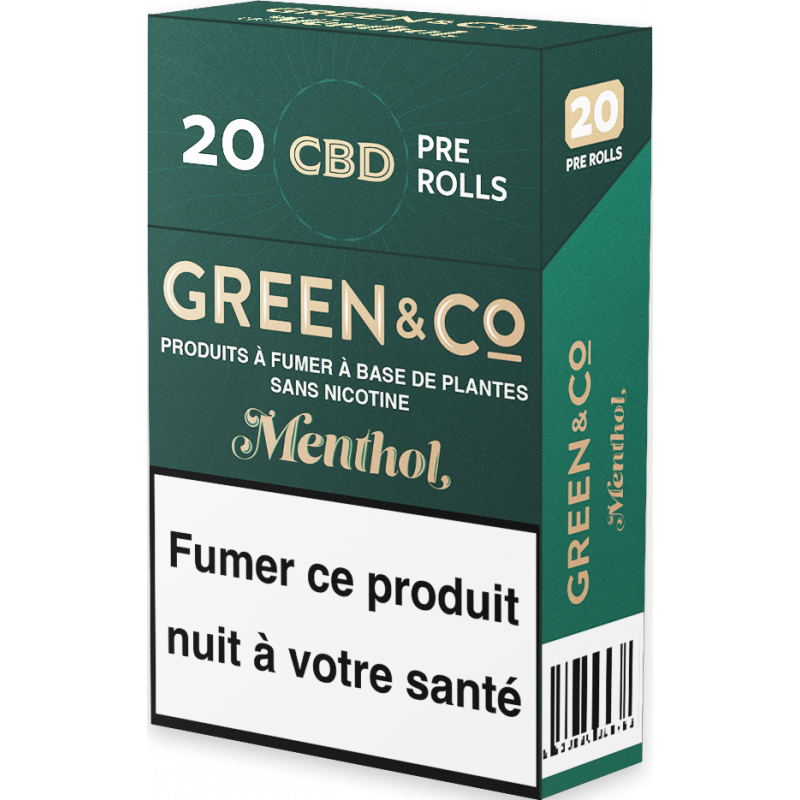 cigarettes CBD pré roulées green and co menthol