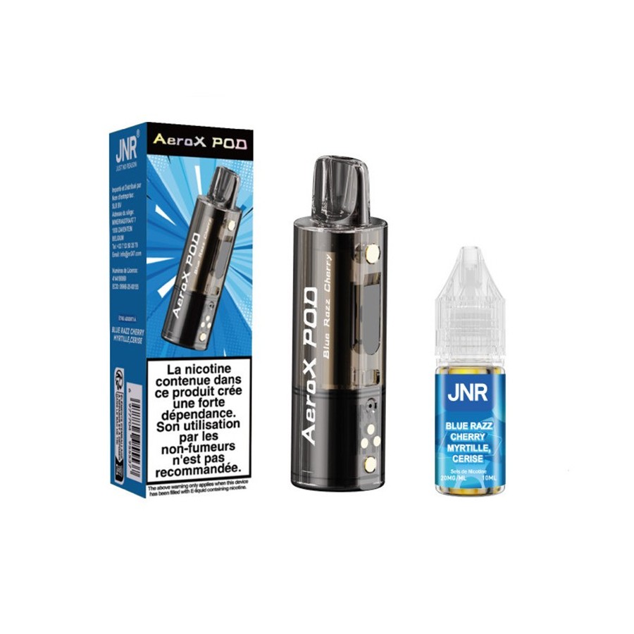 Pod JNR AeroX + E-liquide 10ml - Blue Razz Cherry (Myrtille Cerise) Pod JNR AeroX + E-liquide 10ml - Blue Razz Cherry (Myrtille Cerise)