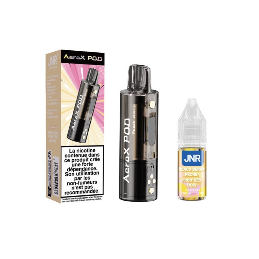 Pod JNR AeroX + E-liquide 10ml - Peach Berry (Pêche Fruit des Bois)