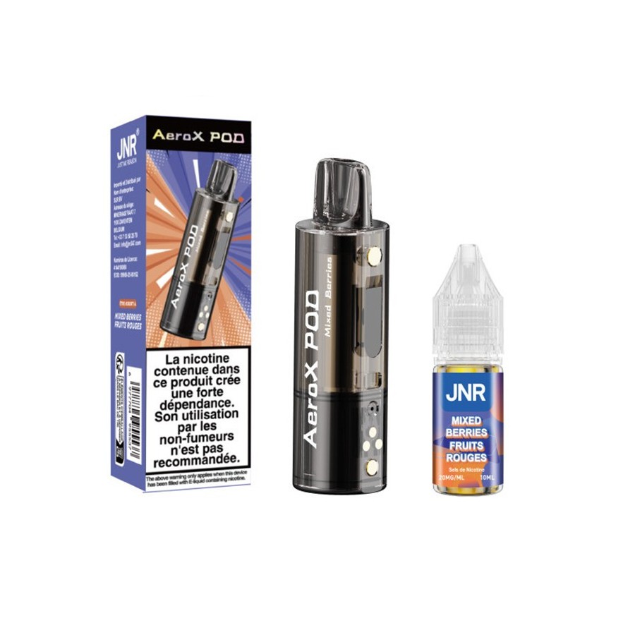 Pod JNR AeroX + E-liquide 10ml - Mixed Berries (Fruits Rouges) Pod JNR AeroX + E-liquide 10ml - Mixed Berries (Fruits Rouges)