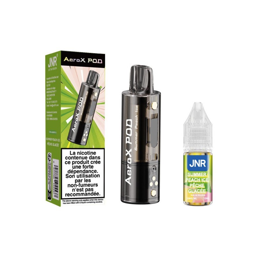 Pod JNR AeroX + E-liquide 10ml - Summer Peach Ice (Pêche Glacée) Pod JNR AeroX + E-liquide 10ml - Summer Peach Ice (Pêche Glacée)