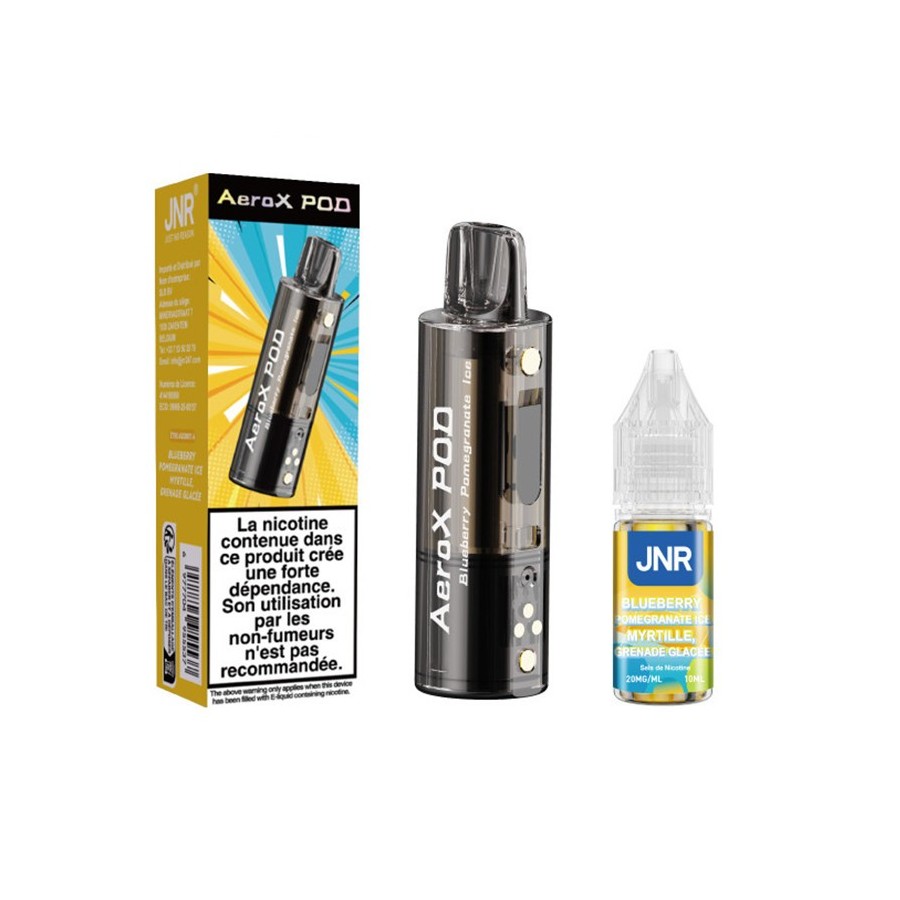 Pod JNR AeroX + E-liquide 10ml - Blueberry Pomegranate Ice (Myrtille Grenade Glacée) Pod JNR AeroX + E-liquide 10ml - Blueberry Pomegranate Ice (Myrtille Grenade Glacée)