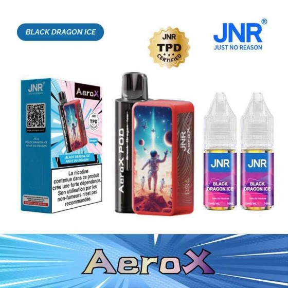 Pack de 100 - JNR AeroX 32K – Black Dragon Ice (Fruit du Dragon Glacée) - 32 000 puffs