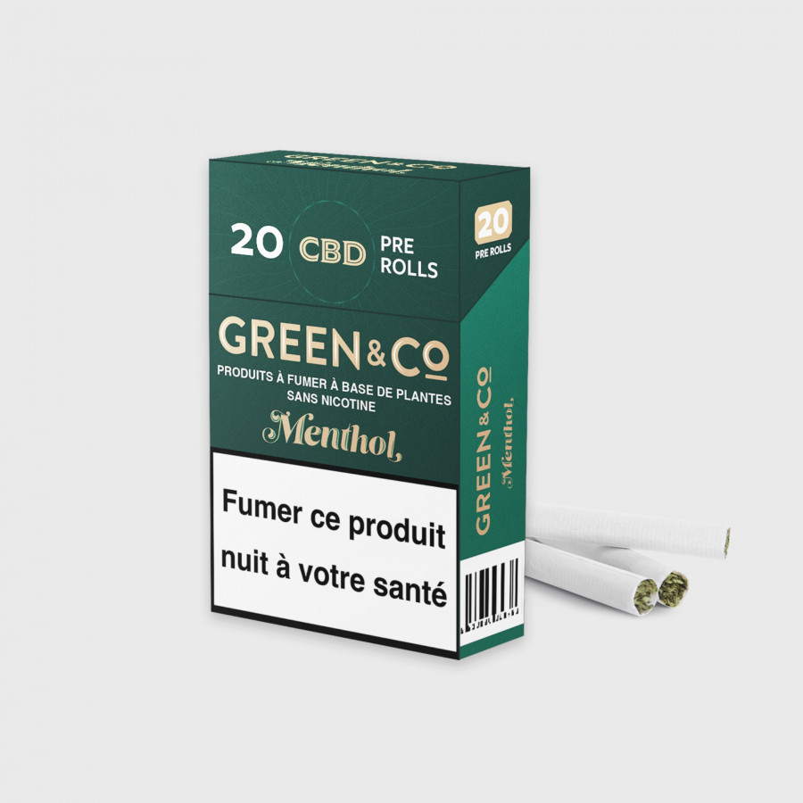 cigarettes CBD pré roulées green and co menthol