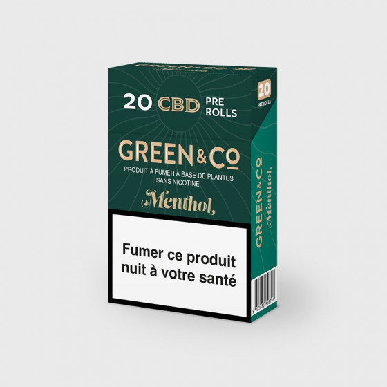 cigarettes CBD pré roulées green and co menthol