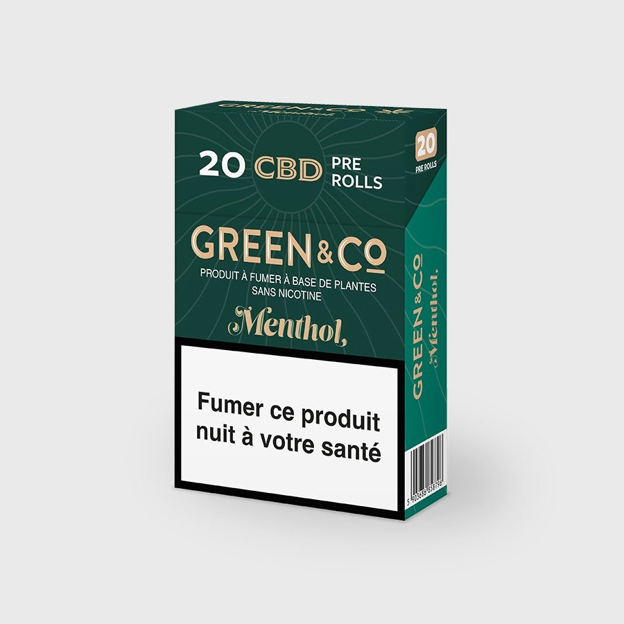 cigarettes CBD pré roulées green and co menthol