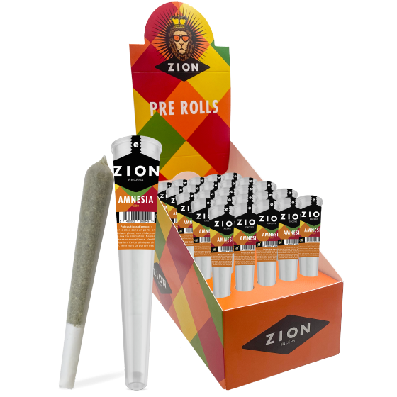 Joints pré-roulés CBD ZION Amnésia - Fleur + Filtre Carton  - 1 boite de 25 cones