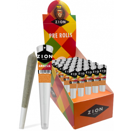 Joints pré-roulés CBD ZION Amnésia - Fleur + Filtre Carton  - 1 boite de 25 cones